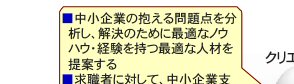 クリエイション：中小企業の抱える問題点を分析し、解決のために最適なノウハウ・経験を持つ最適な人材を提案する